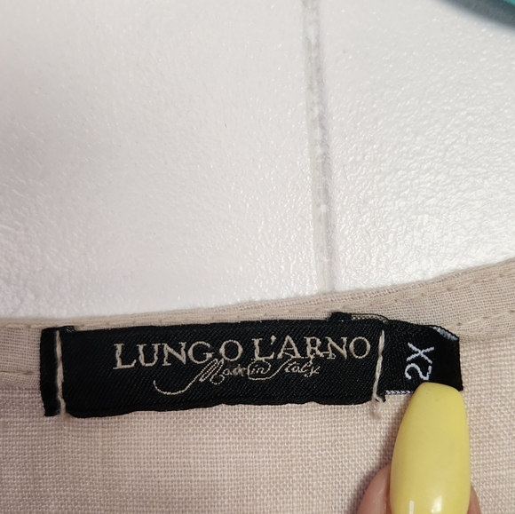 Lungo L'Arno Linen Beaded Shell Tank Top Ribbed Stretch Beige Womens Size 2X - Picture 6 of 8